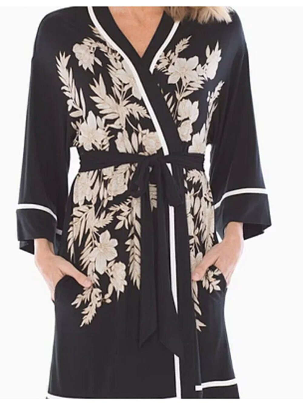 Soma Cool Knights Isle Palm Black Print Robe size L/XL